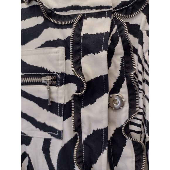 BEREK Zebra Art To Wear New Blazer Jacket With Zipper Ruffle Accents Sz S - Picture 4 of 6